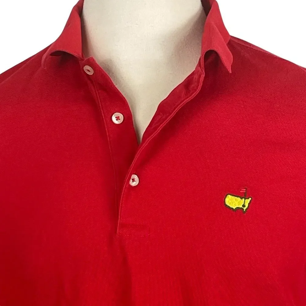 Men's Masters Collection 100% Pima‎ Cotton Red Polo Embroidered Logo Large - Picture 3 of 9